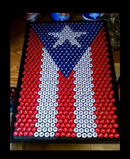 Flag of Puerto Rico Bottle Cap Sign